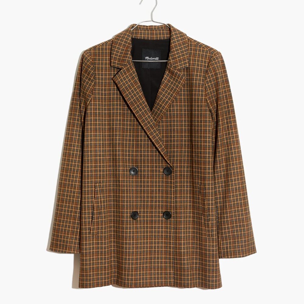 Madewell Caldwell Double-Breasted Blazer in Mandell Plaid